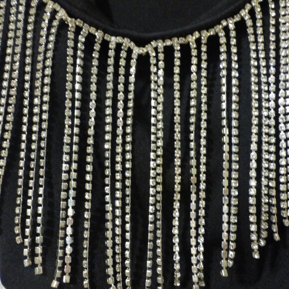 Black rhinestones strands Y2K style crop top with adjustable spaghetti s… - Picture 4 of 7